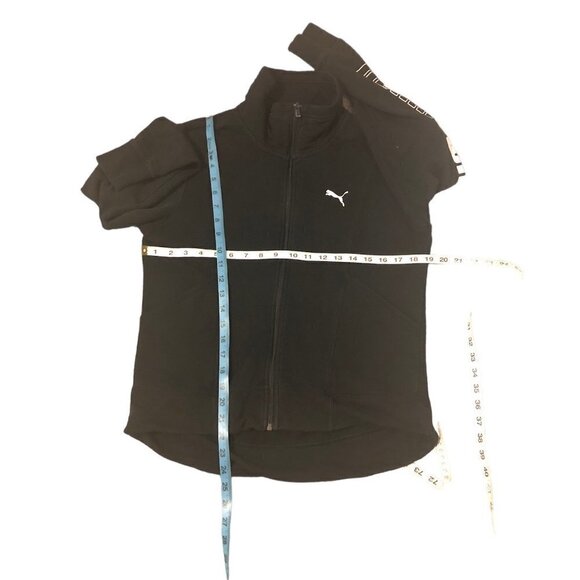 PUMA Sweatshirt Women's Size Medium Black White Full Front Zip Turtleneck - Picture 4 of 9
